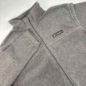 Columbia Mens‎ Fleece Full Zip Jacket Gray Size L Lightweight Outdoor Coat